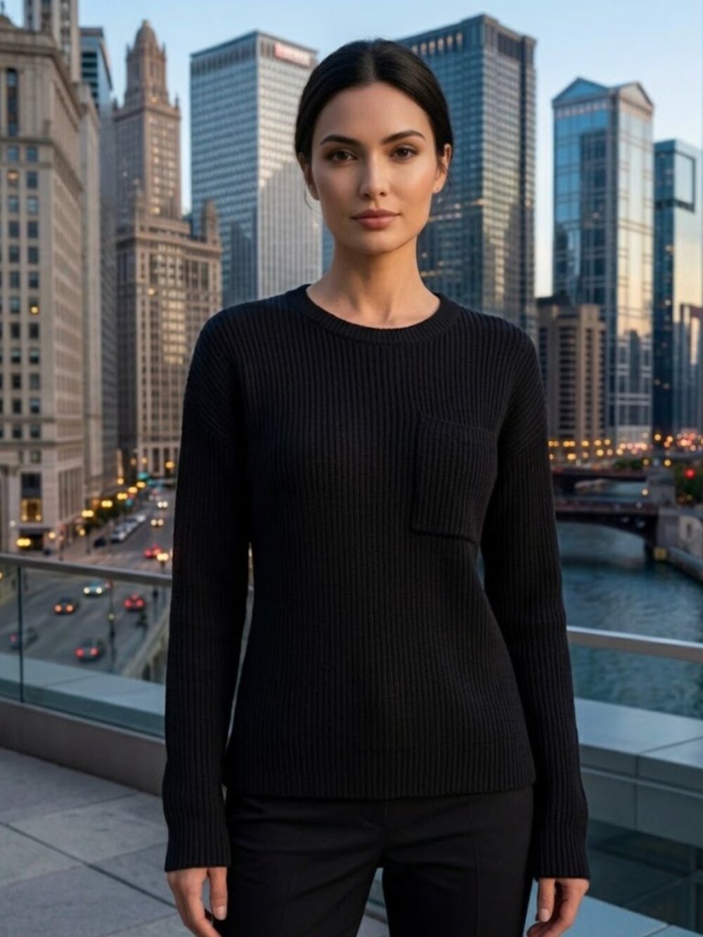 NWOT MADEWELL Thompson Pocket Pullover Sweater Oversize Black XXS